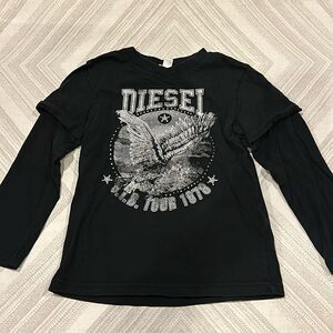 Diesel Black Shirt on Shirt Graphic Long Sleeve T-Shirt